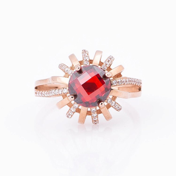 Золотое кольцо с фианитом к04440 от ювелирного магазина Оникс - 2