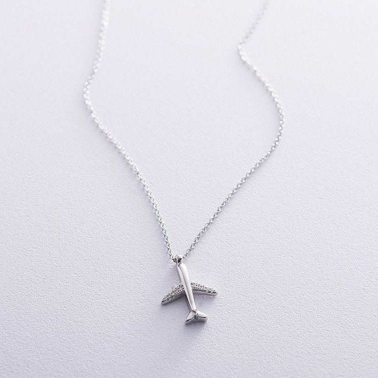 Серебряное колье "Самолет" 18926 от ювелирного магазина Оникс