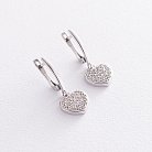 Срібні сережки "Сердечка" (фіаніти) 122903 от ювелирного магазина Оникс
