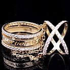 Золотое кольцо на две фаланги с фианитами к03287 от ювелирного магазина Оникс - 6