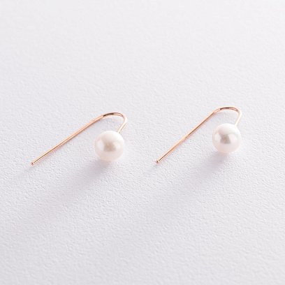 Золотые серьги "Изящность" (жемчуг) с07341 №6