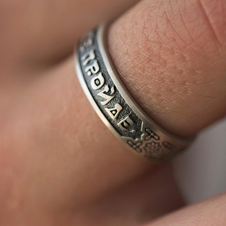Серебряное кольцо Соломона "Все пройдет. И это пройдет" (на укр. языке) 7082 от ювелирного магазина Оникс - 4