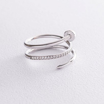 Золота каблучка "Цвях" (фіаніт) к06739 №4