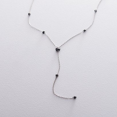 Серебряное колье с черными камнями 18906 №5