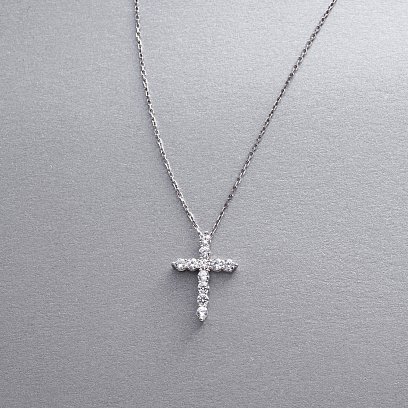 Кольє "Хрестик" у сріблі з фіанітами 1305 №3