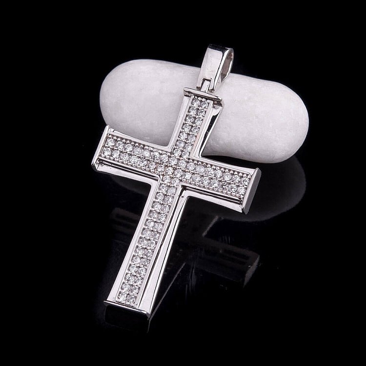 Золотий хрестик з фіанітами п02204 від ювелірного магазину Онікс