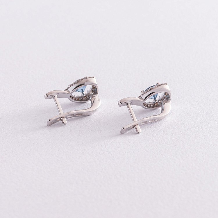 Срібні сережки (фіаніти, кварц) 2110/1р-QLB від ювелірного магазину Онікс - 3