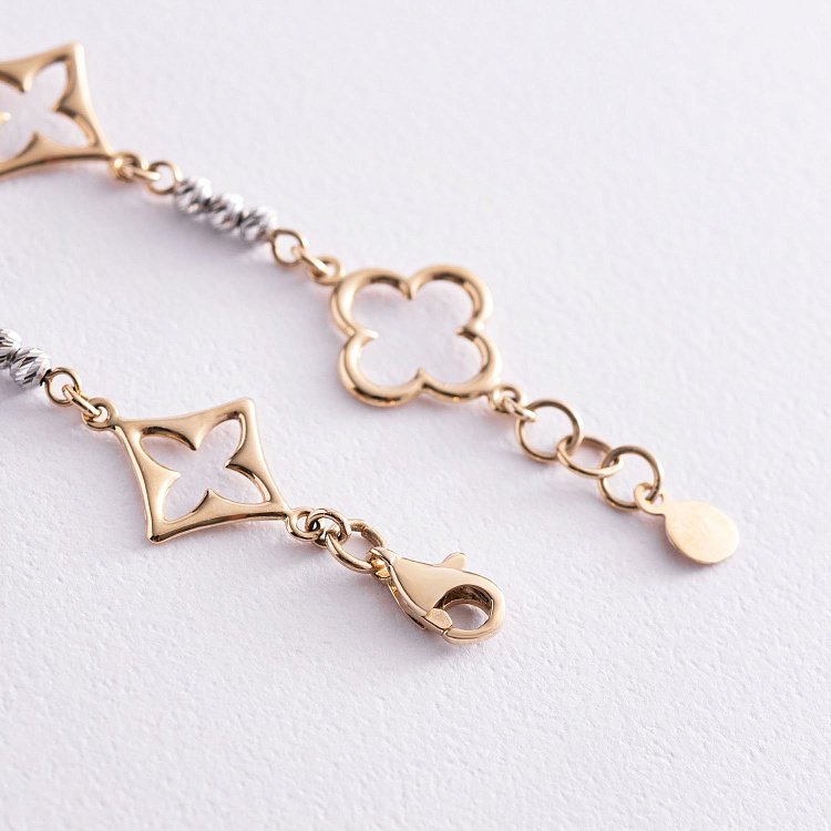 Золотий браслет "Конюшина" б04022 від ювелірного магазину Онікс - 2