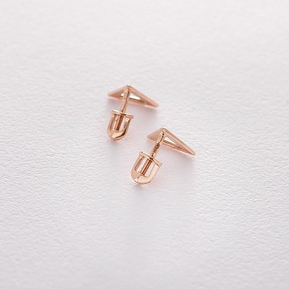 Золотые серьги-пусеты "Треугольники" с06312 №10
