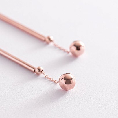 Золоті сережки "Кульки" на ланцюжку с07828 №4