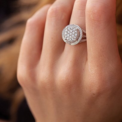 Кольцо в белом золоте с бриллиантами kegк602 №2