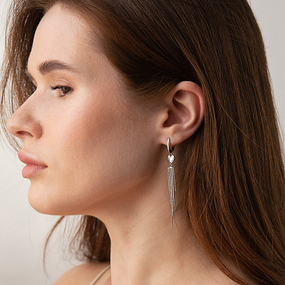 Висячі сережки "Сердечки" у сріблі 123479 №6