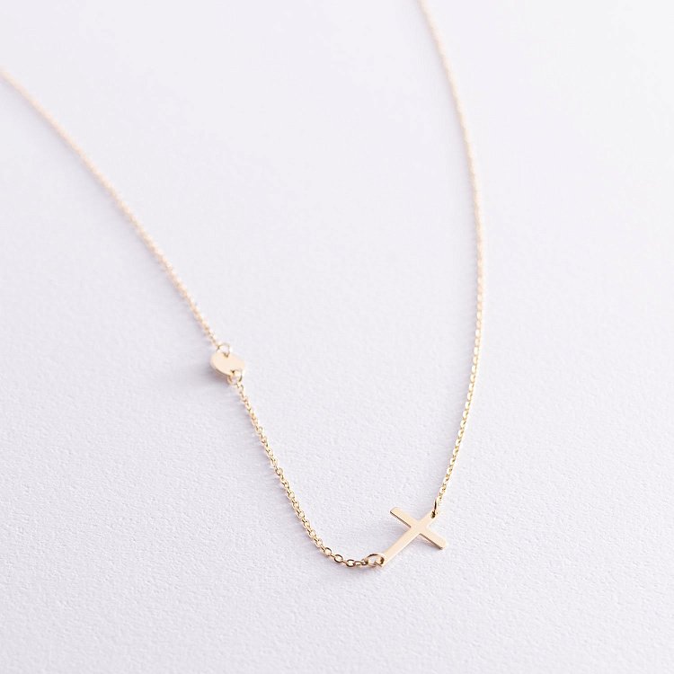 Кольє з хрестиком в жовтому золоті 860251М від ювелірного магазину Онікс - 6