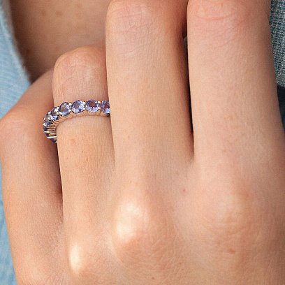 Золота каблучка з танзанітами кб0445gl №4