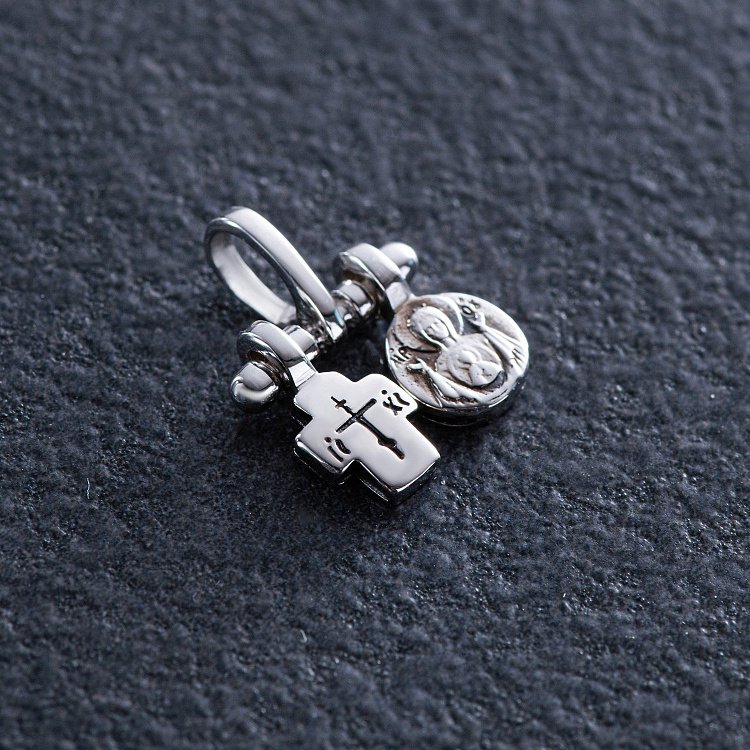 Золотая подвеска c крестиком и ладанкой п03791 от ювелирного магазина Оникс