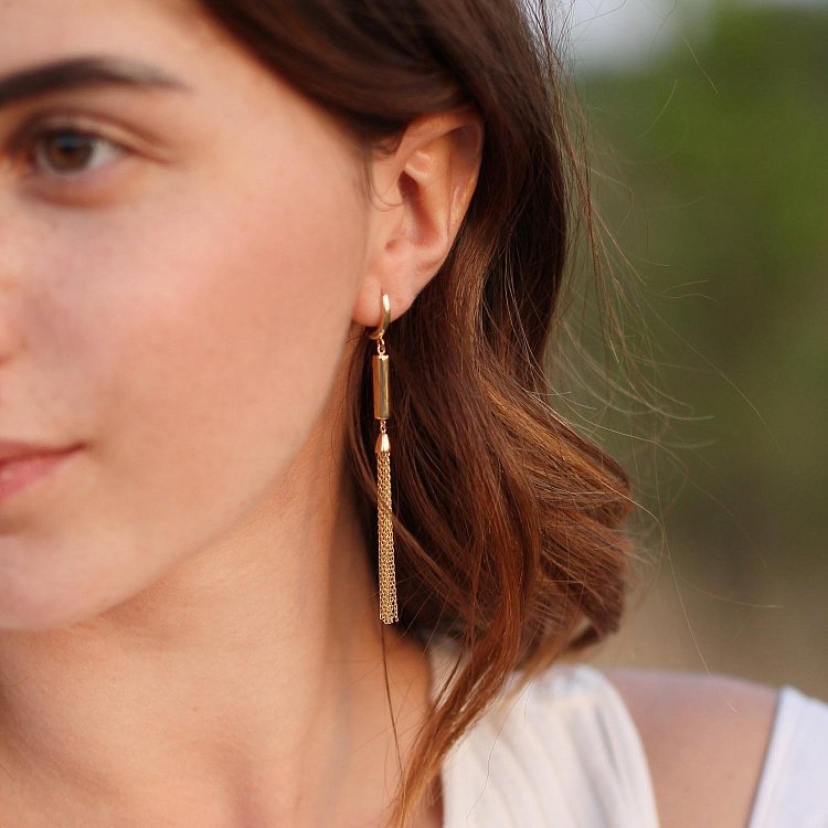 Висячие серьги в желтом золоте с06875 от ювелирного магазина Оникс - 3