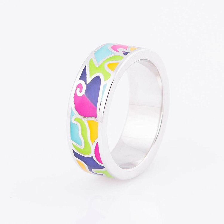 Каблучка з емаллю (родій) 111941 від ювелірного магазину Онікс - 1