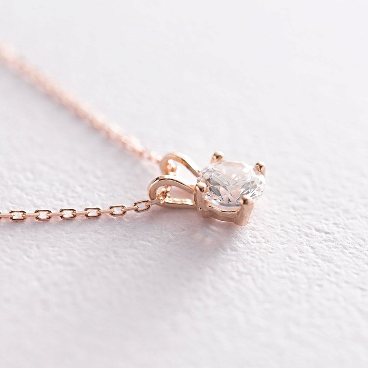 Золоте кольє з одним фіанітом кол01382 від ювелірного магазину Онікс - 2