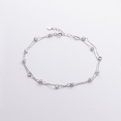 Серебряный браслет с фианитами на ногу 905-01593