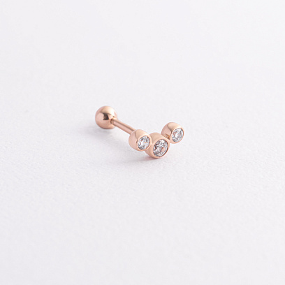 Одиночна золота сережка в хрящ вушка (фіаніти) з40069ч №3
