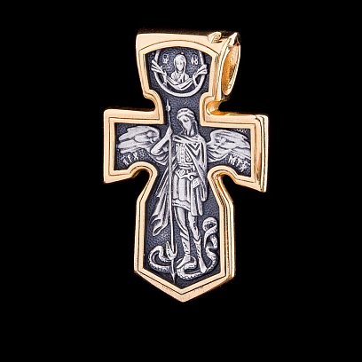 Серебряный крестик с позолотой и чернением 132391 №6