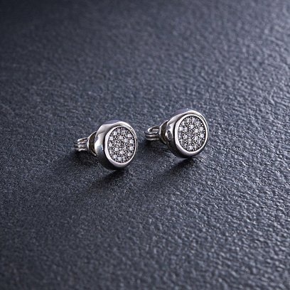 Серебряные серьги - пусеты с фианитами 1001 №5