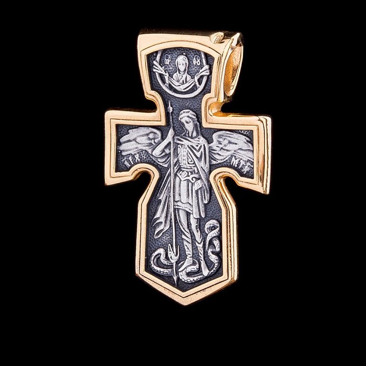 Серебряный крестик с позолотой и чернением 132391 от ювелирного магазина Оникс - 5