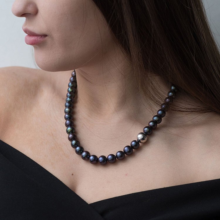 Колье из жемчуга с фианитами бус480 от ювелирного магазина Оникс - 1