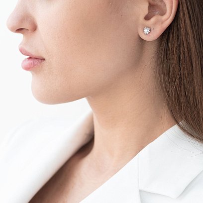 Золотые серьги-пусеты с бриллиантами сб0226ca №3