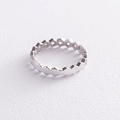 Серебряное кольцо "Грани" с фианитами 112575 №3