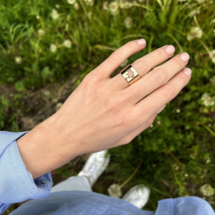 Каблучка "Моя Україна" у жовтому золоті к07038 від ювелірного магазину Онікс - 11