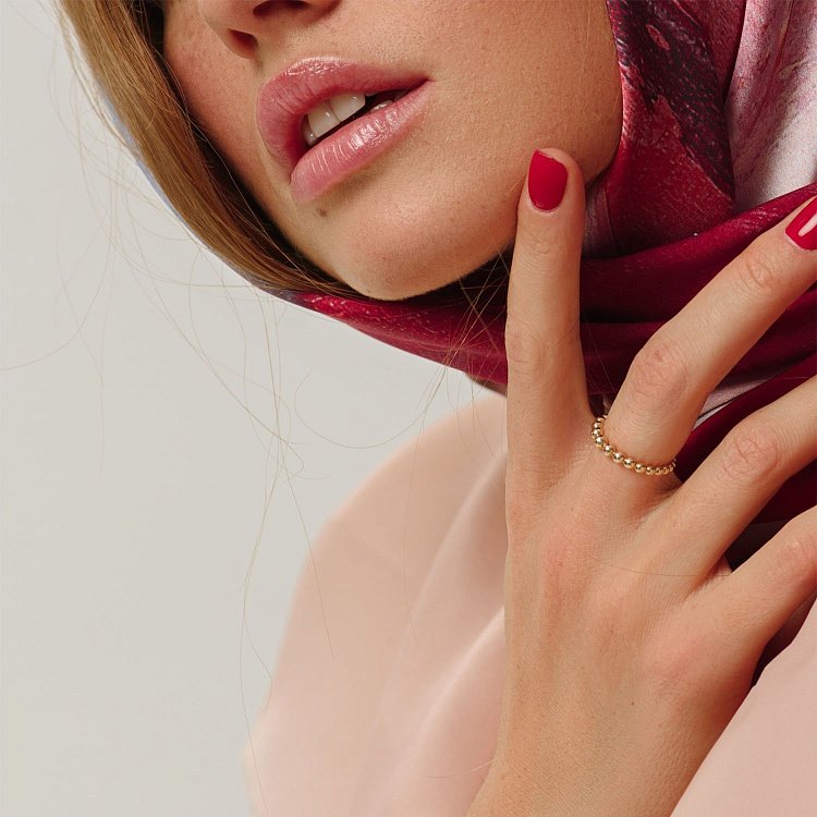 Кольцо с шариками в желтом золоте к06319 от ювелирного магазина Оникс - 1