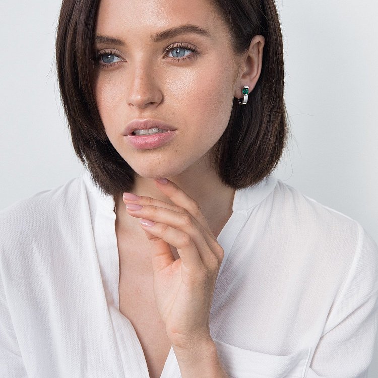 Золотые серьги (изумруд) 03-0441.0.2260 от ювелирного магазина Оникс - 1