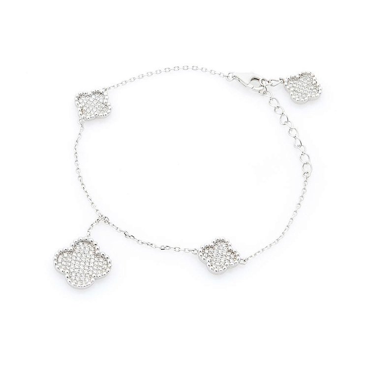 Срібний браслет "Конюшина" (фіаніти) 14981 від ювелірного магазину Онікс - 3