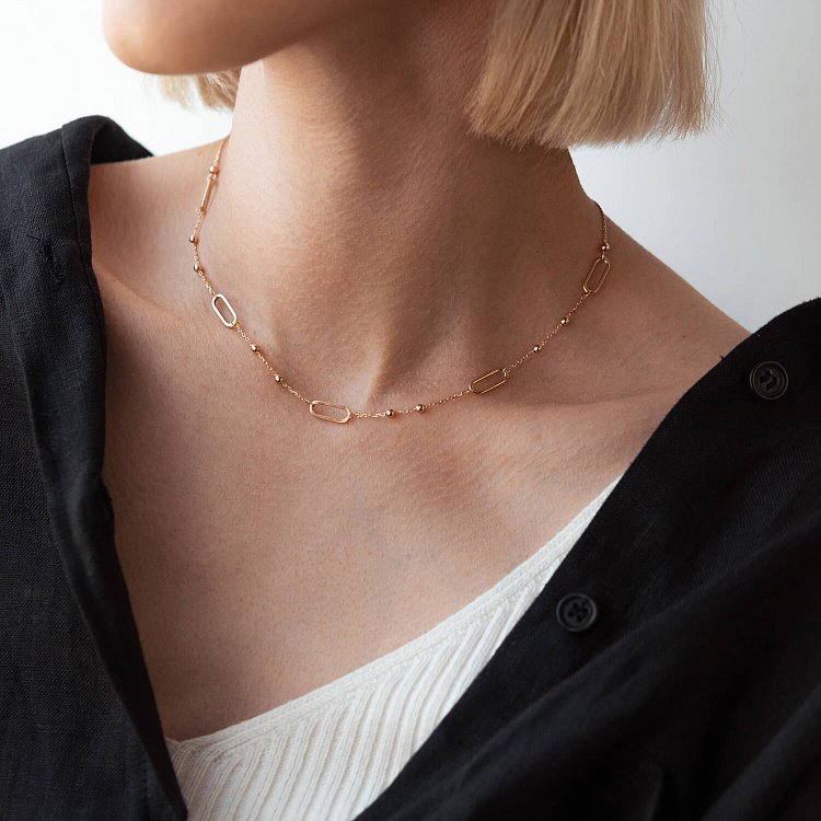 Колье - цепочка "Шарики" в красном золоте кол02224 от ювелирного магазина Оникс - 6