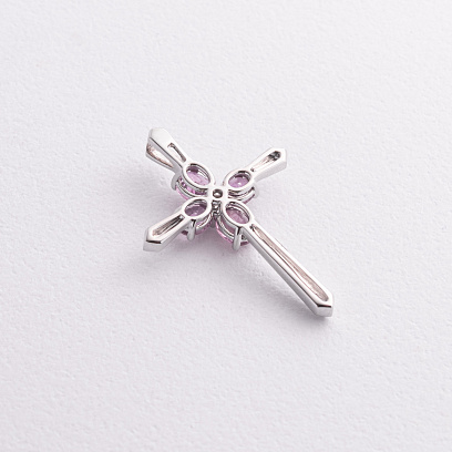 Золотий хрестик з діамантами і рубінами пб0364nl №2