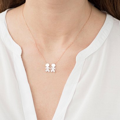 Золотое колье "Дети" (фианиты) кол01216