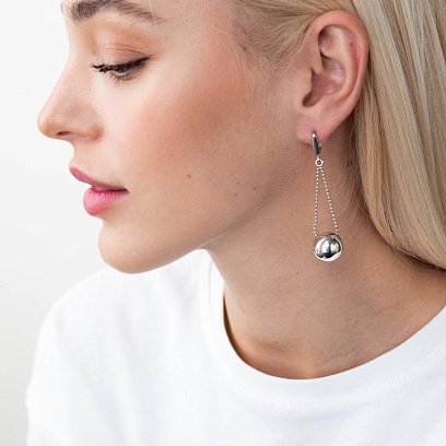 Серьги на цепочке с шариками 12673