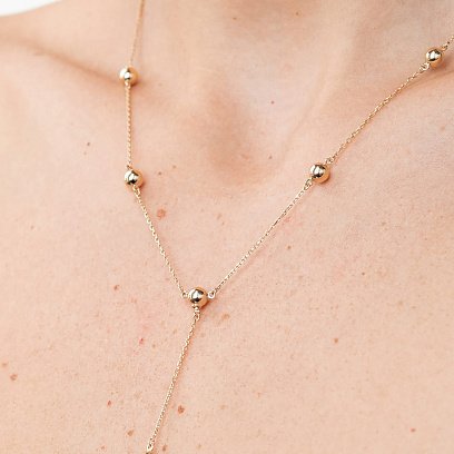 Колье "Шарики" в желтом золоте 2 в 1 кол02064 №4