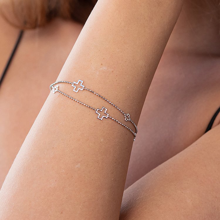 Браслет "Хрестики" в білому золоті б04523 від ювелірного магазину Онікс - 4