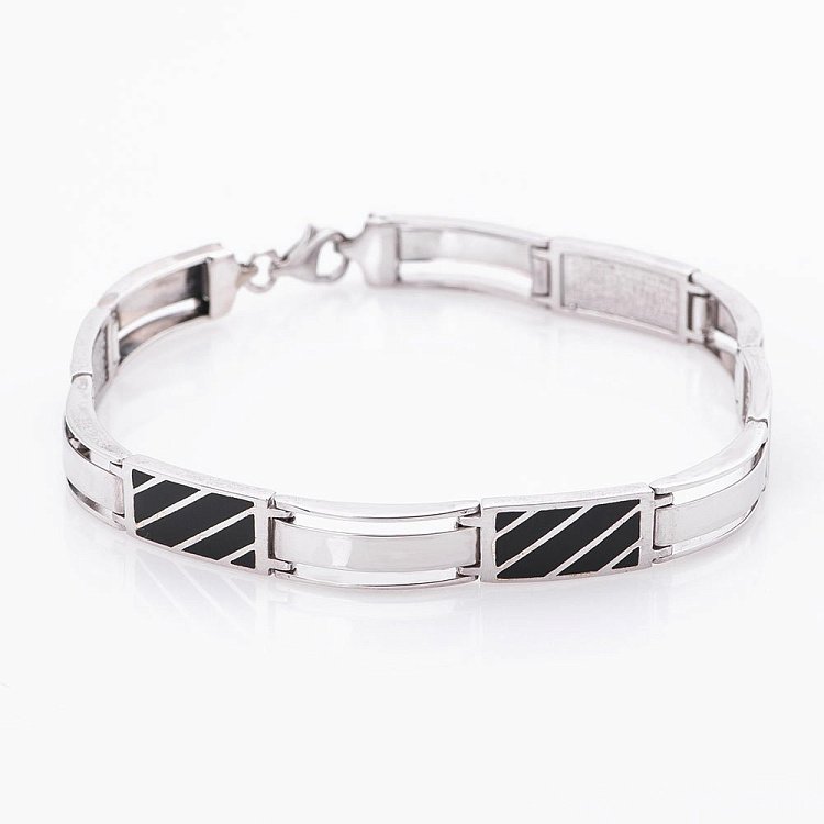 Чоловічий срібний браслет з емаллю 14779 від ювелірного магазину Онікс