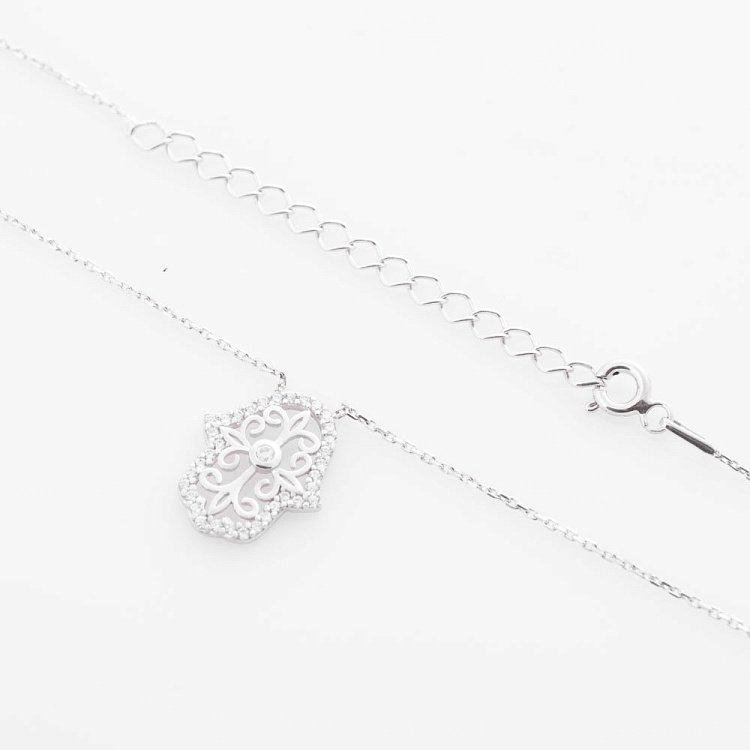 Срібне кольє - Хамса з фіанітом 18582 від ювелірного магазину Онікс - 2