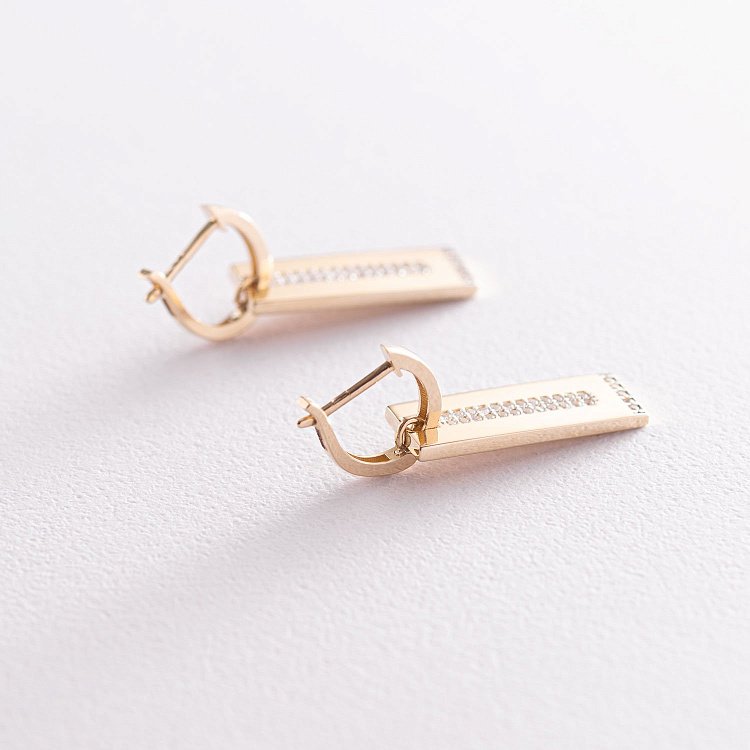 Сережки в жовтому золоті з фіанітами с07164 від ювелірного магазину Онікс - 3