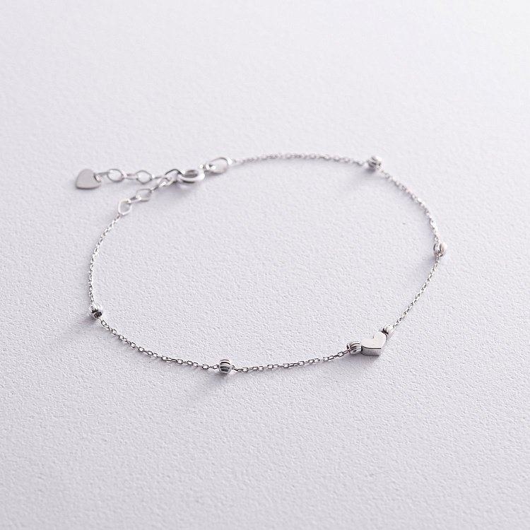 Браслет "Сердечко" в белом золоте б05085 от ювелирного магазина Оникс