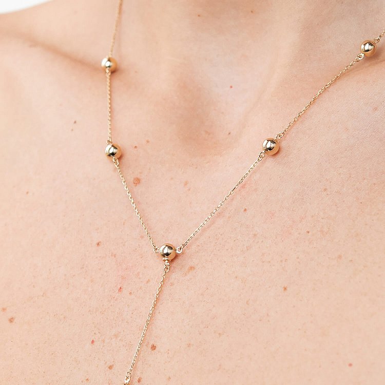 Колье "Шарики" в желтом золоте 2 в 1 кол02064 от ювелирного магазина Оникс - 3