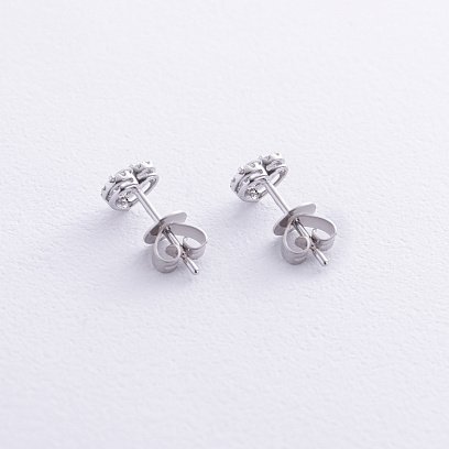 Золоті сережки - пусети "Сердечки" з діамантами сб0506ca №5