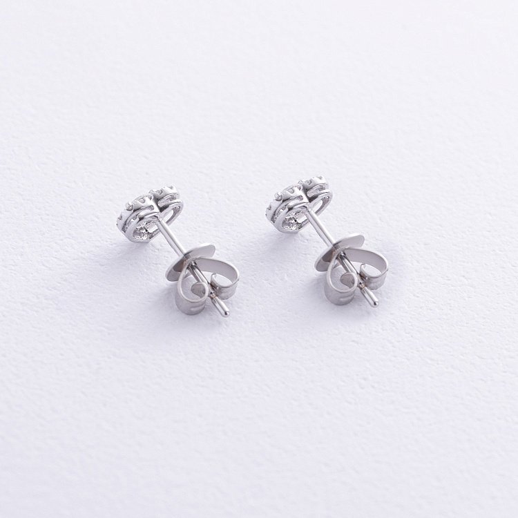 Золоті сережки - пусети "Сердечки" з діамантами сб0506ca від ювелірного магазину Онікс - 4