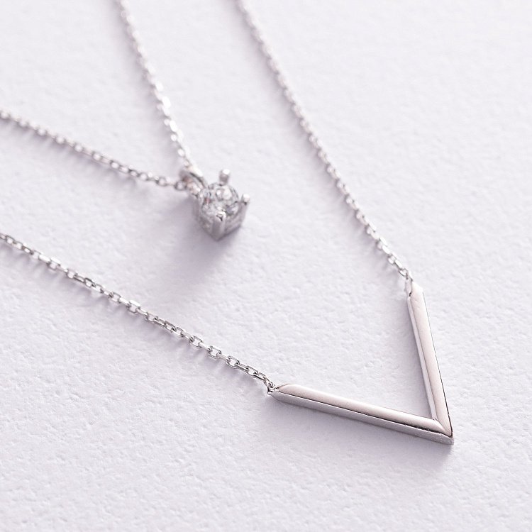 Золоте кольє "Особливе" з фіанітом кол02051 від ювелірного магазину Онікс - 3