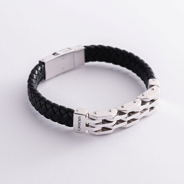 Шкіряний браслет зі срібною застібкою Б0005р від ювелірного магазину Онікс