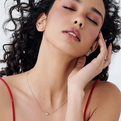 Сережка - каффа в білому золоті с07492 №7